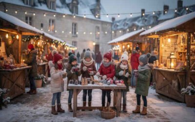 enfants en décembre avec neige
