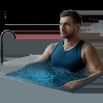 Une scène premium illustrant un bain froid à domicile après l’effort. L’image évoque fraîcheur, récupération et simplicité d’usage dans un univers moderne et rassurant.